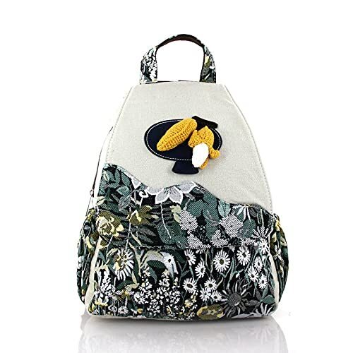 4466 Boho Cotton Hemp Cloth Backpack Boho Vintage Embroidered Casual Purse